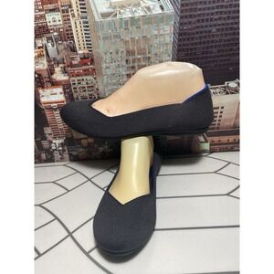 Rothy's Women's Size 7.5 The Flat Round Toe Shoes Black Ballet Knit Stretch